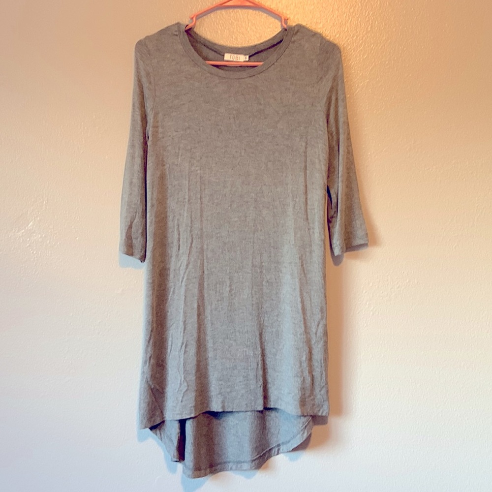 TOBI Grey 3/4 Sleeve T-Shirt Dress in Size Small
